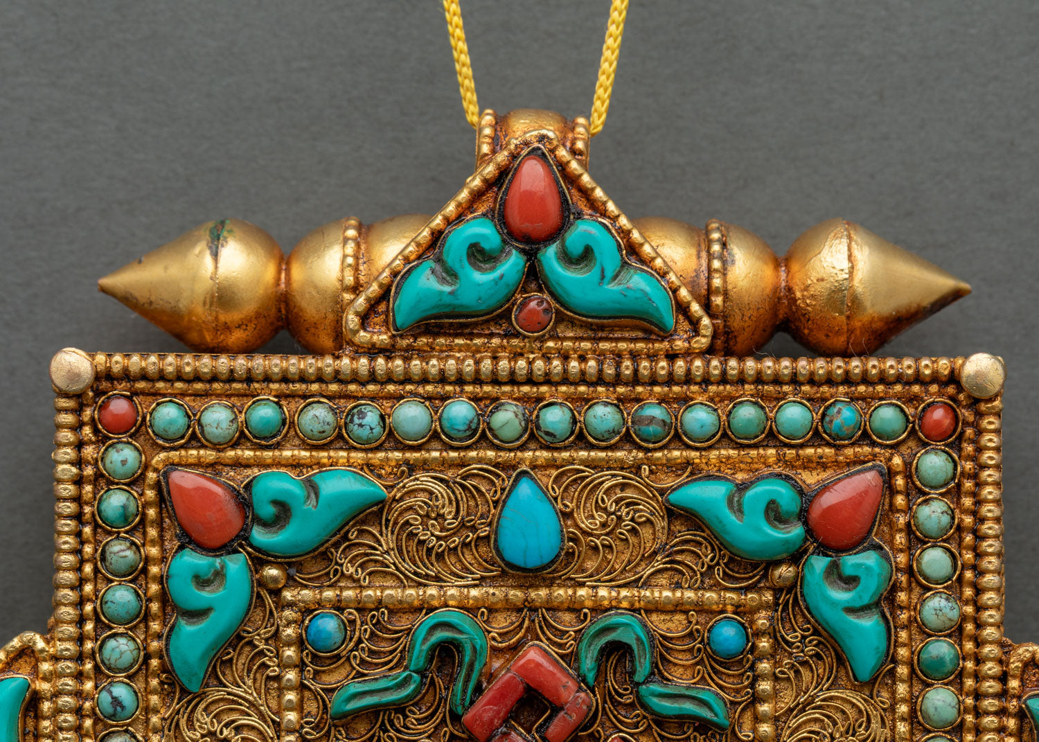 Handcrafted Endless Knot Ghau Mala with intricate Nepalese filigree artwork