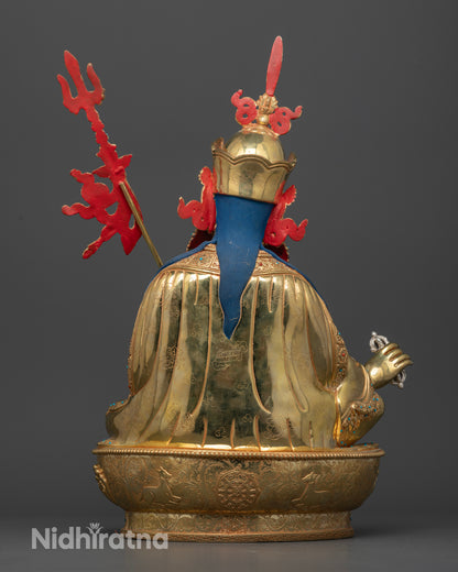 Handcrafted Guru Rinpoche statue lotus pedestal Newari artisan from Patan, Nepal