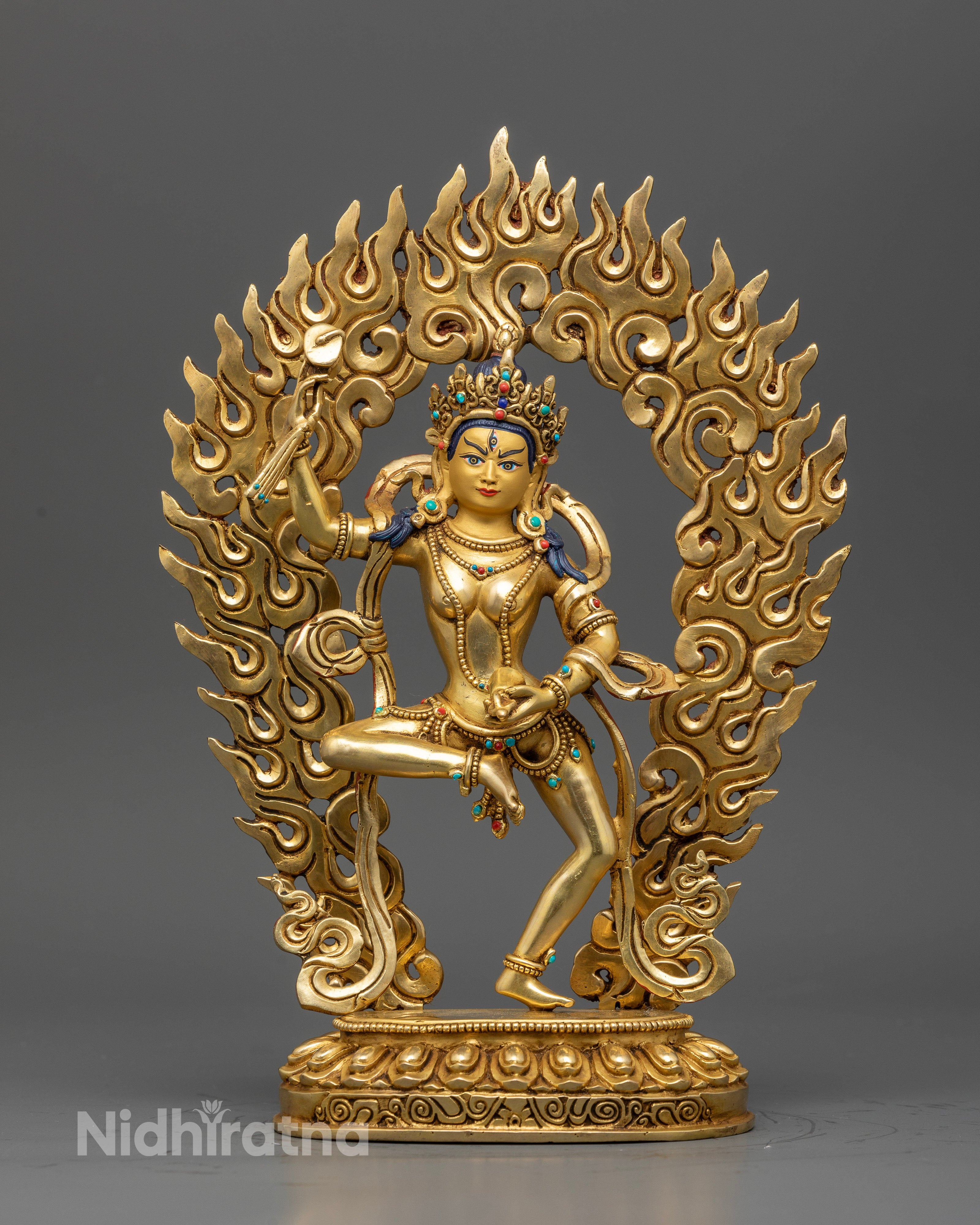 Handcrafted Machig Labdron statue with 24K gold face from Patan Nepal.
