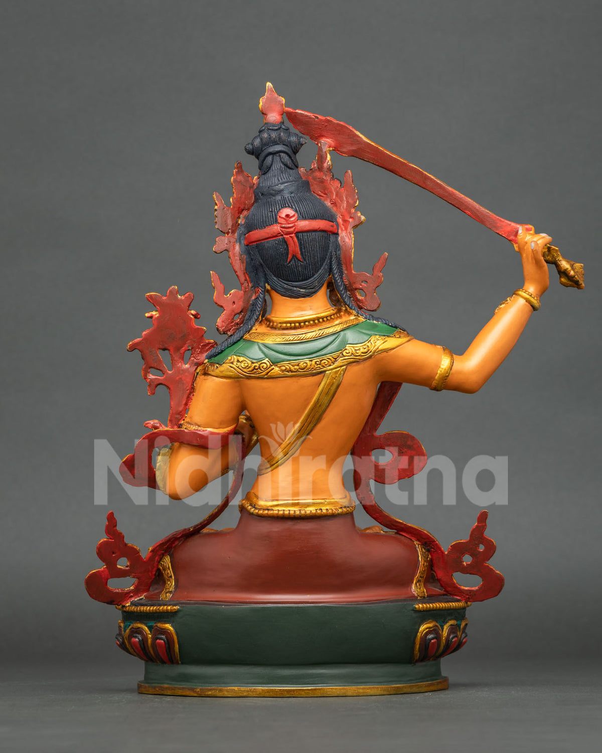 Handcrafted Manjushri Bodhisattva from Patan, Nepal with gold gilded details