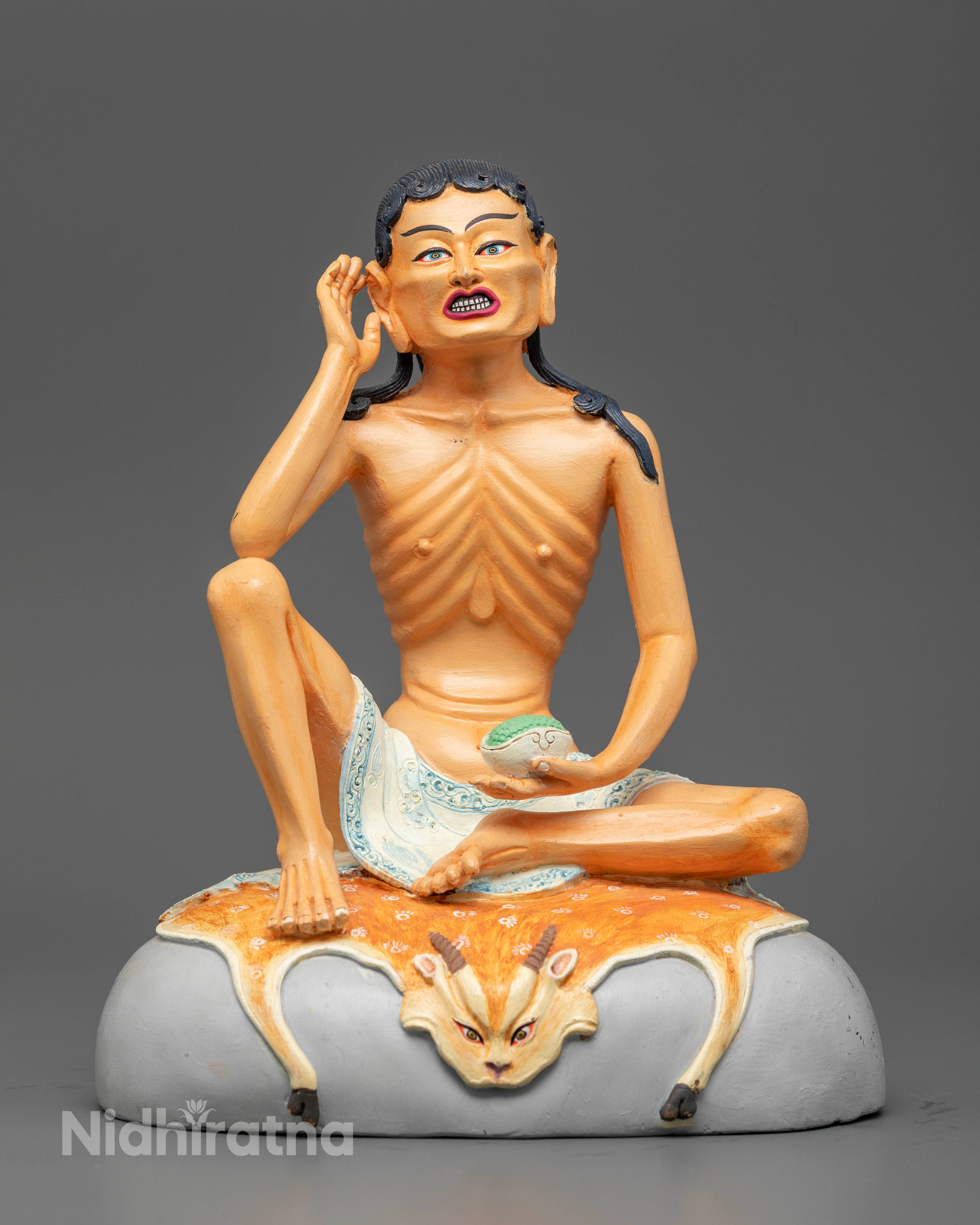 Handcrafted Milarepa statue by Newari artisans from Patan, Nepal
