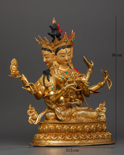 Handcrafted Namgyalma Statue by Newari Artisans with Eight Arms and Lotus Pedestal