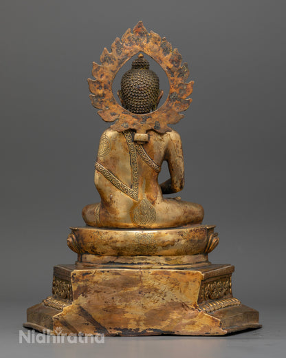 Handcrafted Nepalese Amitabha Buddha sculpture for Buddhist altar.