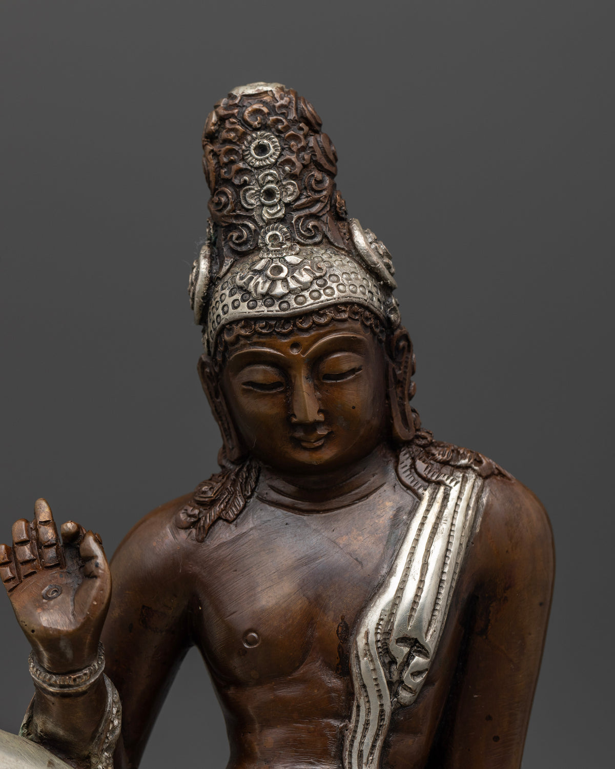 Handcrafted nepalese lokeshwor statue representing compassion and protection.