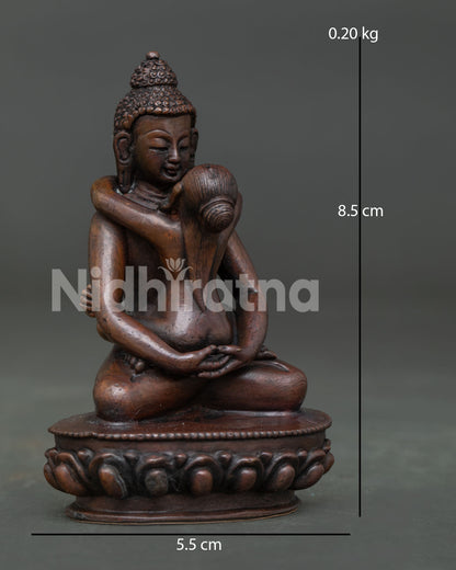 Handcrafted Nepalese Samantabhadra sculpture with oxidized copper finish