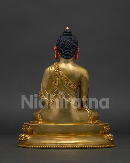 Handcrafted Nepalese Shakyamuni Buddha copper statue for Buddhist altar.