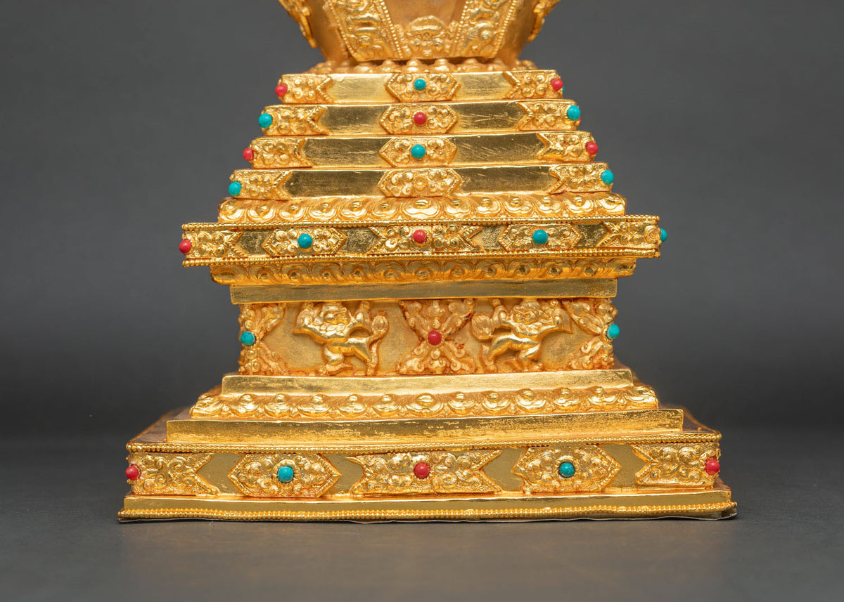 Handcrafted Nepalese Stupa for Buddhist altars, meditation rooms, temples, and sacred spaces