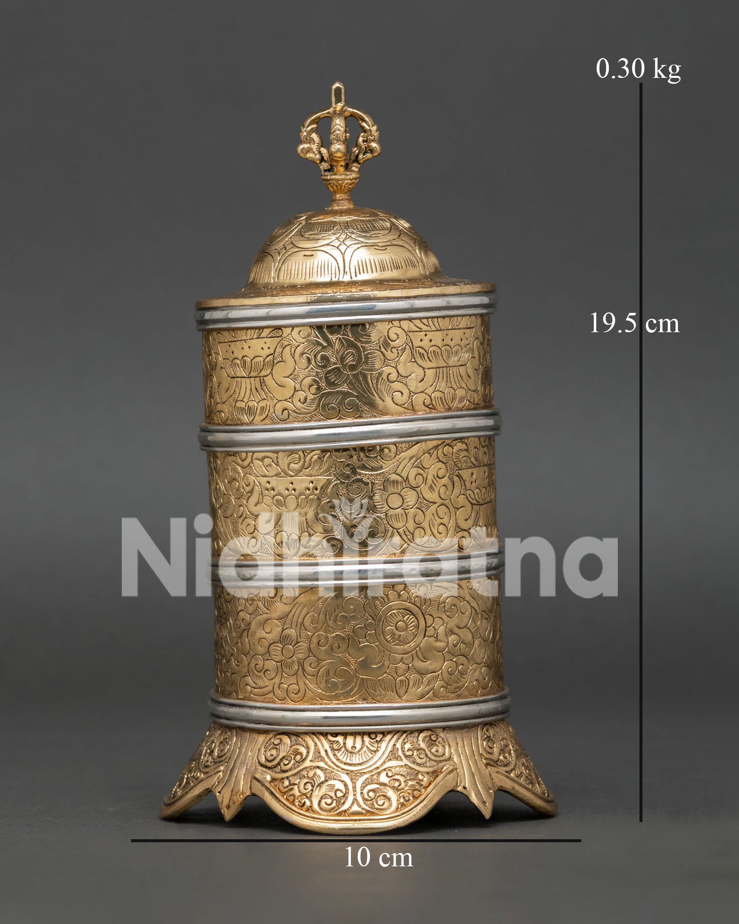 Handcrafted Neshi Rice Pot in Copper with Gold Plated Body and Silver Accents