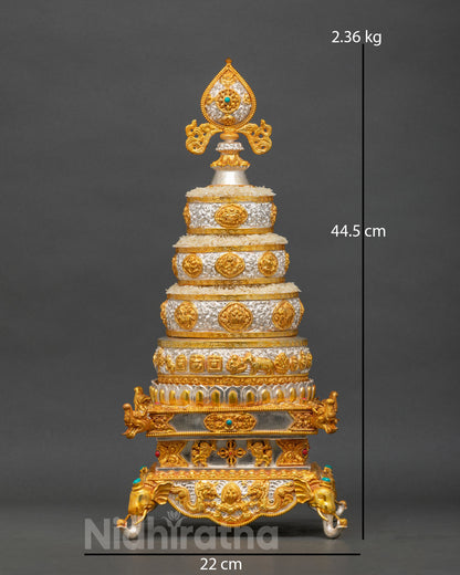 Handcrafted Newari Mandala Offering Set from Patan, Nepal with gold and silver plating