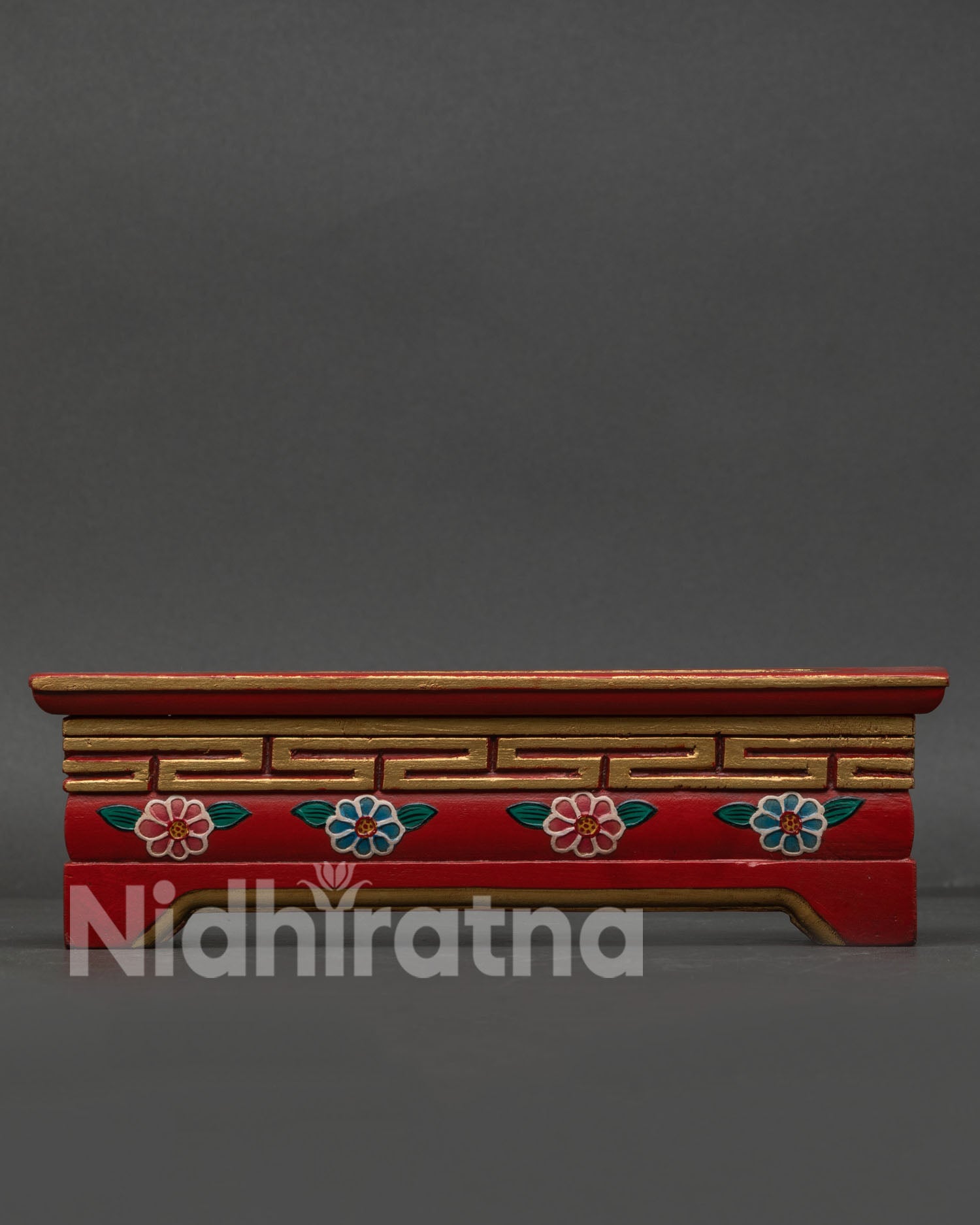 Handcrafted Newari wooden incense burner with floral motifs from Nepal