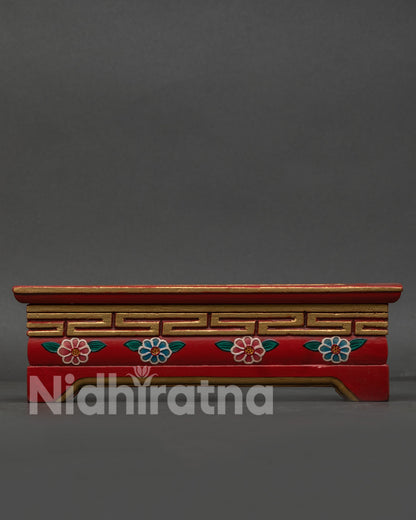 Handcrafted Newari wooden incense burner with floral motifs from Nepal