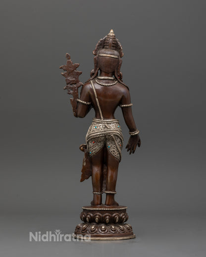 Handcrafted padmapani bodhisattva statue in copper from nepal.