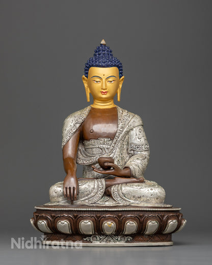 Handcrafted Shakyamuni Buddha statue by Newari artisans from Patan, Nepal