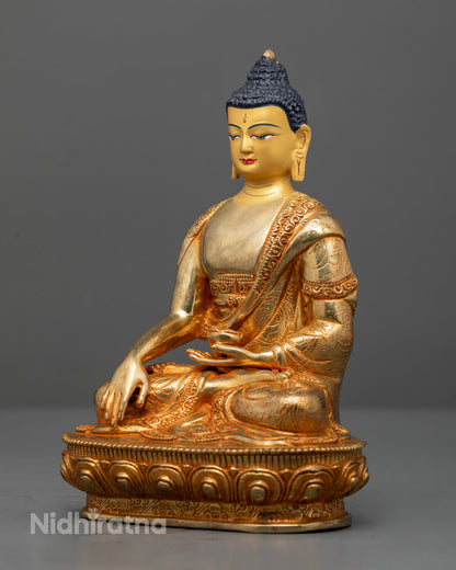 Handcrafted Shakyamuni Buddha statue by Skilled Newari artisans in Patan