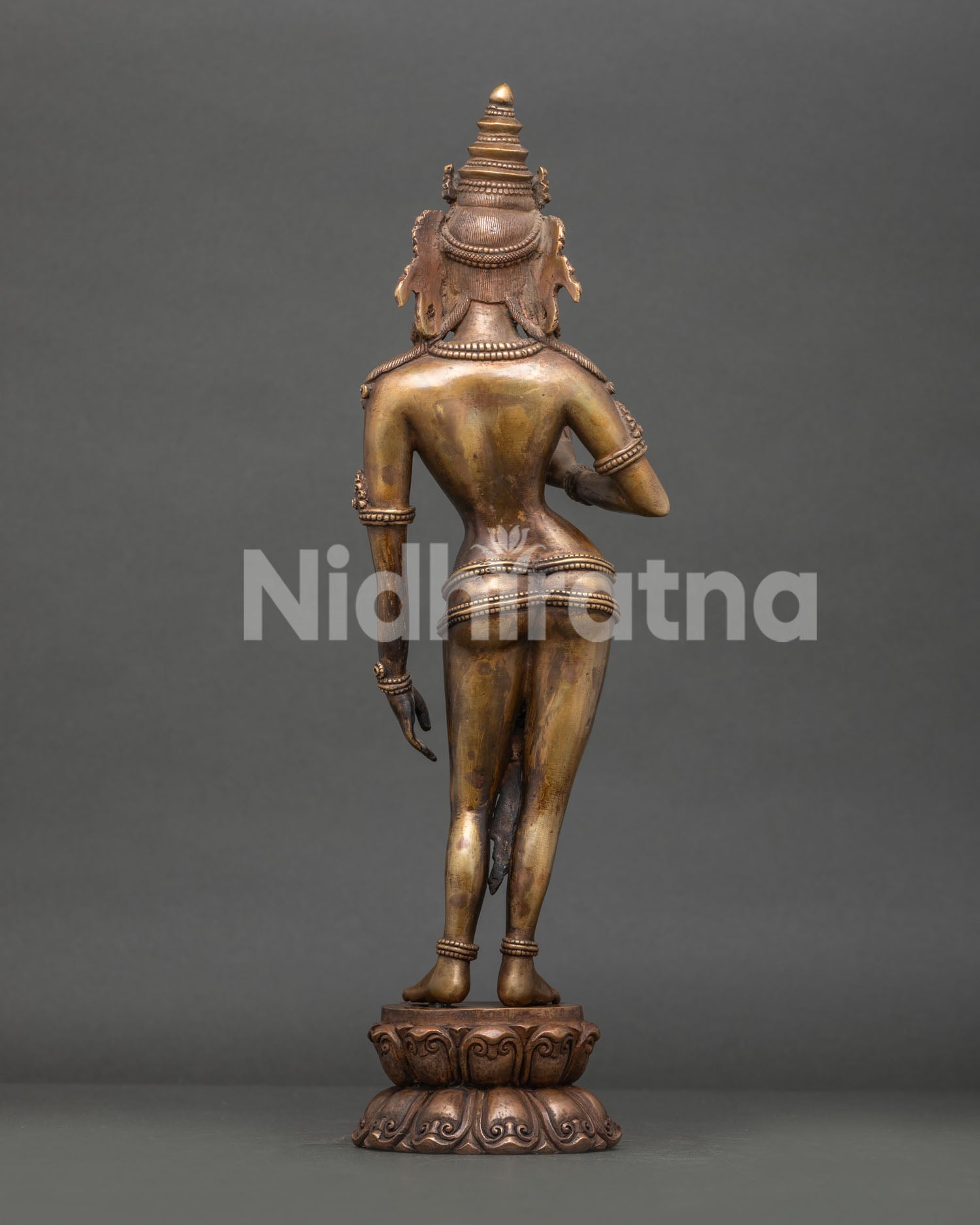 Handcrafted Standing Green Tara Statue by Newari Artisans from Nepal.