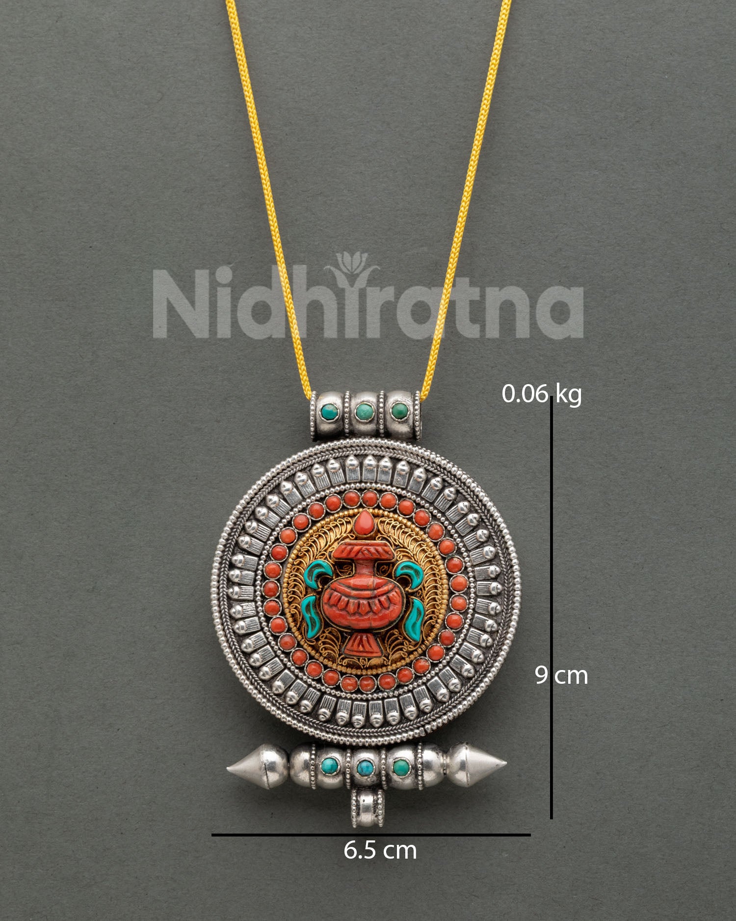 Handcrafted Treasure Vase Pendant from Nepal with silver plated copper and filigree artwork