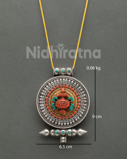 Handcrafted Treasure Vase Pendant from Nepal with silver plated copper and filigree artwork