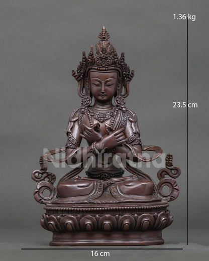 Handcrafted Vajradhara statue from patan nepal with chemically oxidized copper finish.