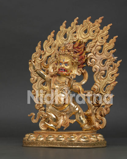 Handcrafted Vajrapani Statue with Detailed Newari Copper Craftsmanship from Nepal