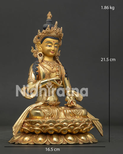 Handcrafted Vajrasattva Buddhist sculpture with sacred vajra and ritual bell