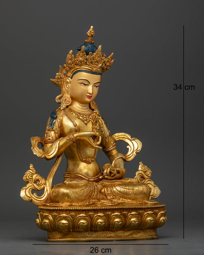 Handcrafted Vajrasattva statue Newari artisans Patan Nepal floral motifs.