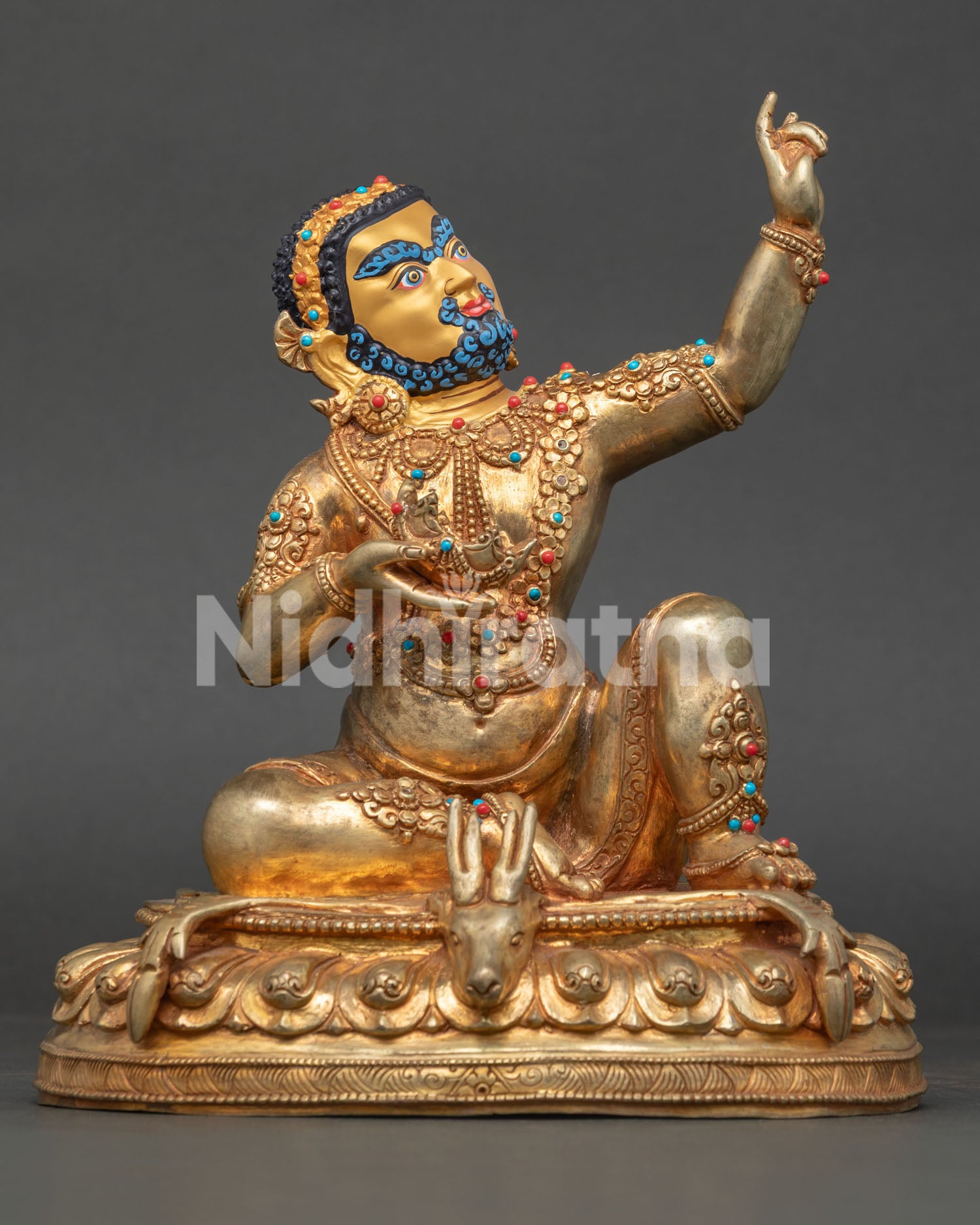 Handcrafted Virupa Statue in 24K gold fire gilding on copper, Himalayan Buddhist sculpture from Nepal