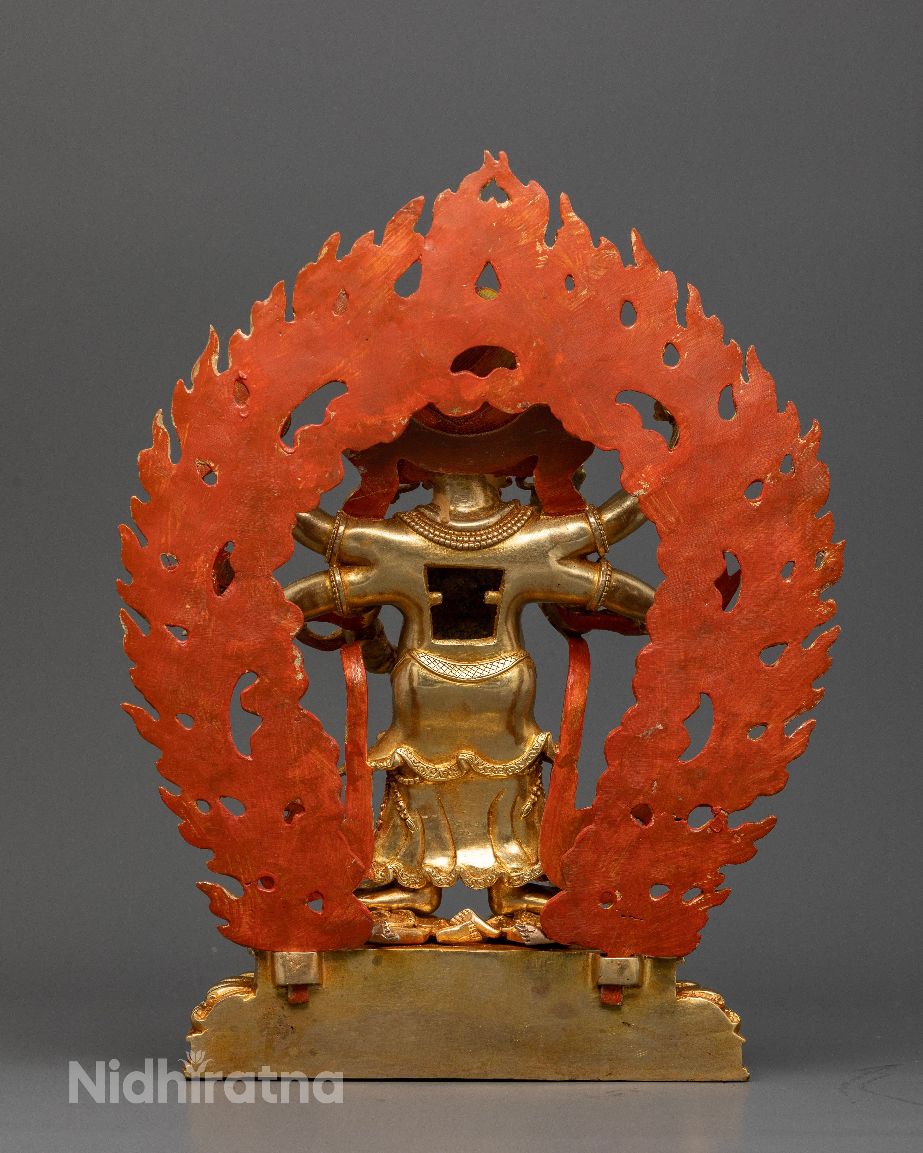 Handcrafted White Mahakala Statue Made by Newari Artisans in Nepal.