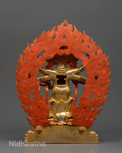 Handcrafted White Mahakala Statue Made by Newari Artisans in Nepal.