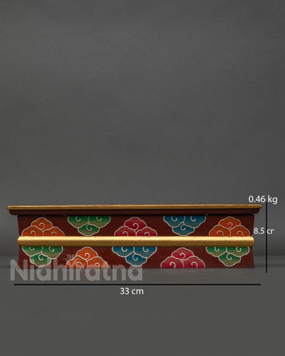 Handcrafted wooden incense burner from Patan, Nepal with hand painted cloud motifs