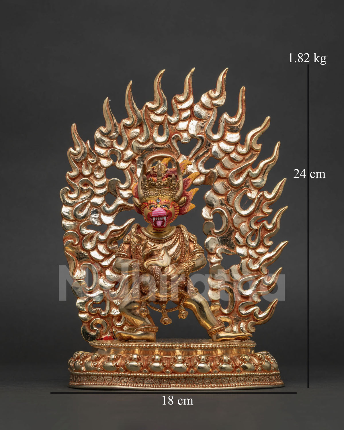 Handcrafted yamantaka statue newari copper patan nepal gold fire gilded finish.