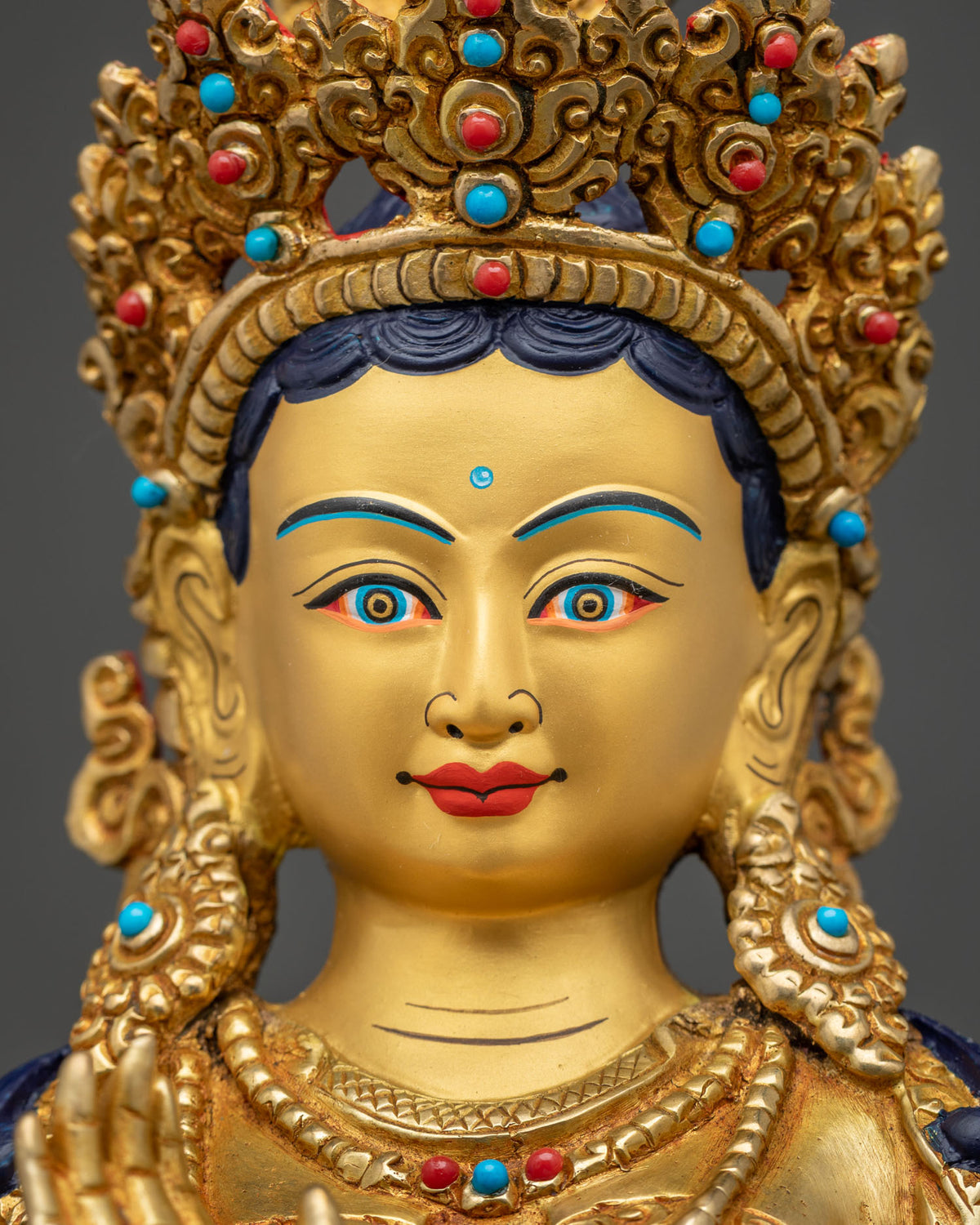 Handcrafted Yeshe Tsogyal Mandarava Statues Patan Nepal Gold Painted Faces