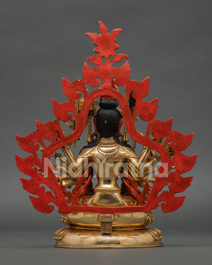 Handmade copper Chundi statue featuring Himalayan Buddhist craftsmanship and spiritual symbolism