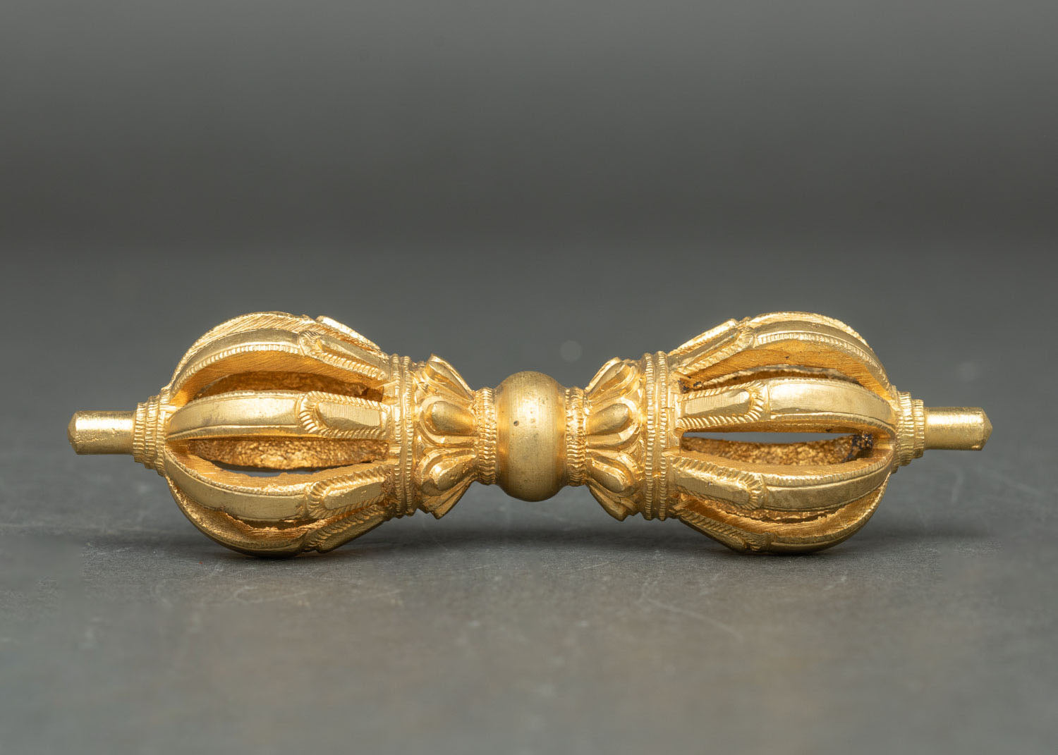 Handmade Copper Dorje with gold-plated finish, Tibetan Buddhist meditation instrument