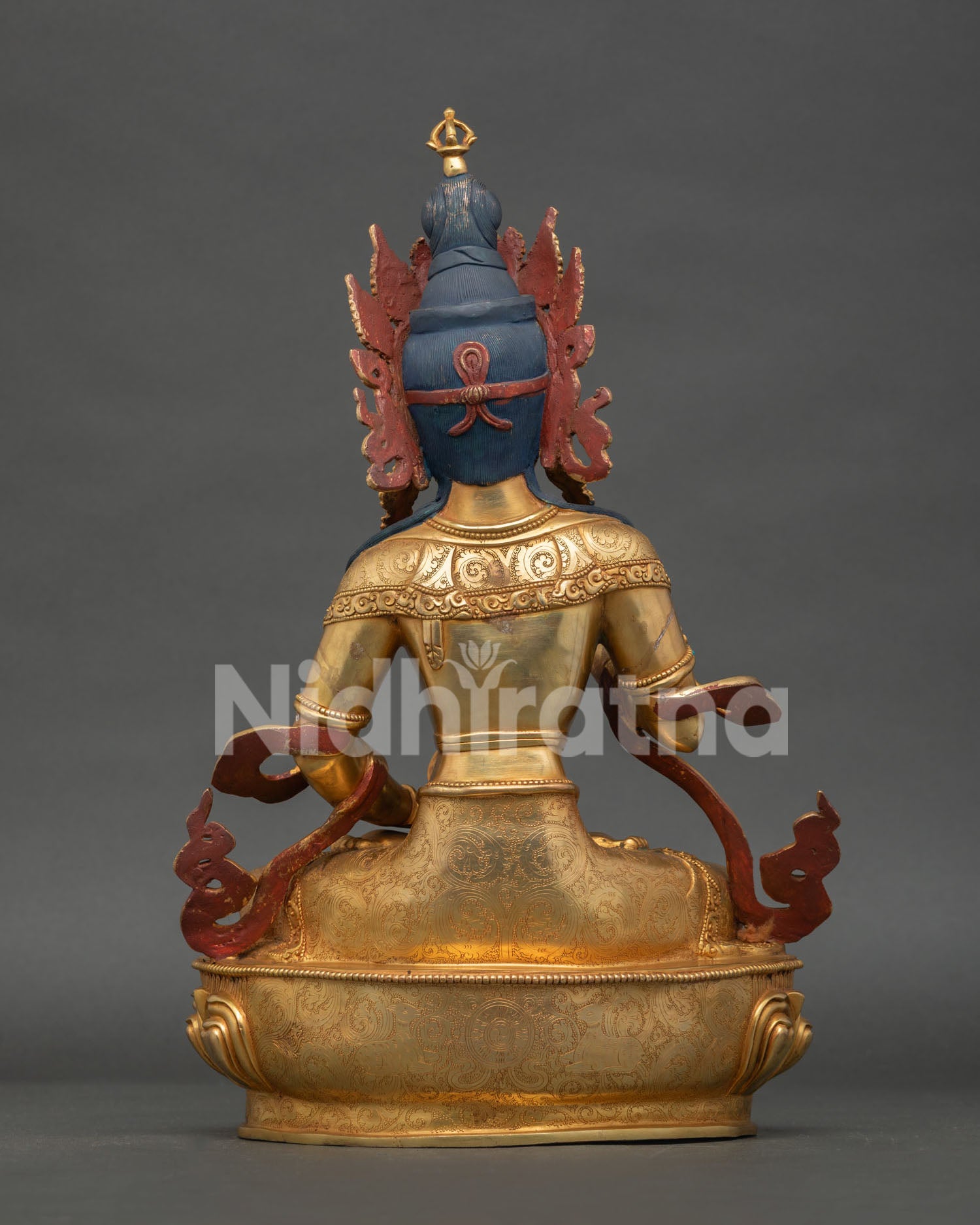 Handmade copper Vajrasattva statue by Newari artisans with traditional Himalayan artistry