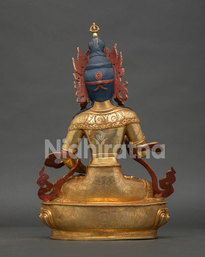 Handmade copper Vajrasattva statue by Newari artisans with traditional Himalayan artistry
