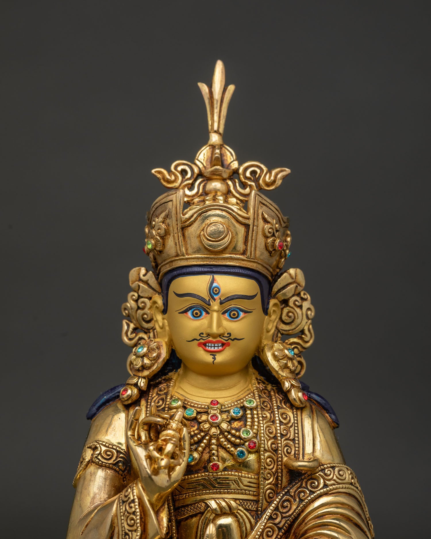 Handmade Guru Tsokye Dorje Statue with gold fire gilding by Newari artisans in Nepal