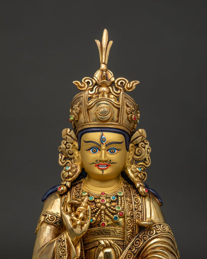 Handmade Guru Tsokye Dorje Statue with gold fire gilding by Newari artisans in Nepal