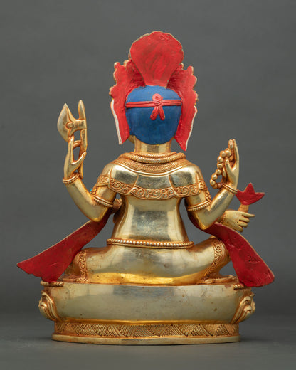 Handmade Nepalese Ganesh statue seated in royal ease posture for altar and home decor