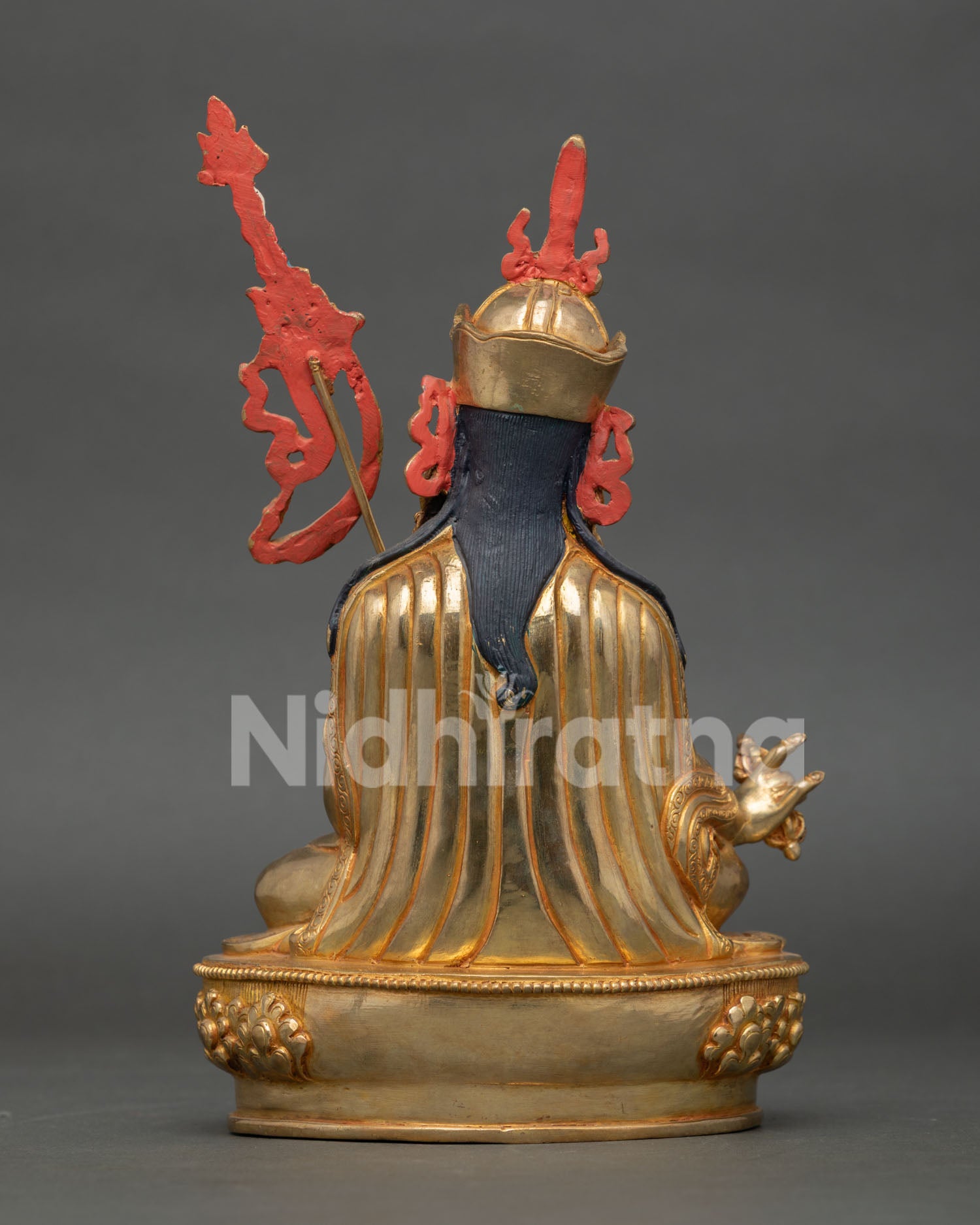 Handmade Nepalese Guru Rinpoche sculpture, showing traditional Newari Buddhist craftsmanship and sacred art