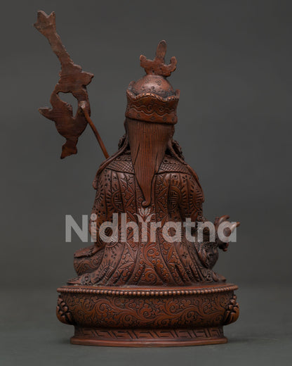 Handmade Oxidized Copper Guru Rinpoche Statue by Newari Artisans from Patan Nepal.