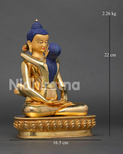 Handmade Samantabhadra and Consort Statue from Nepal, showing intricate details and traditional Newari craftsmanship