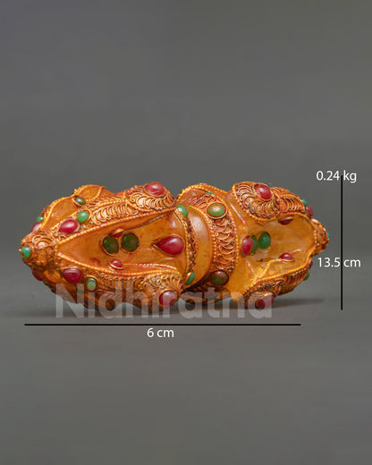 Handmade Tibetan Vajra with Crystal Core and Sacred Stone Inlay