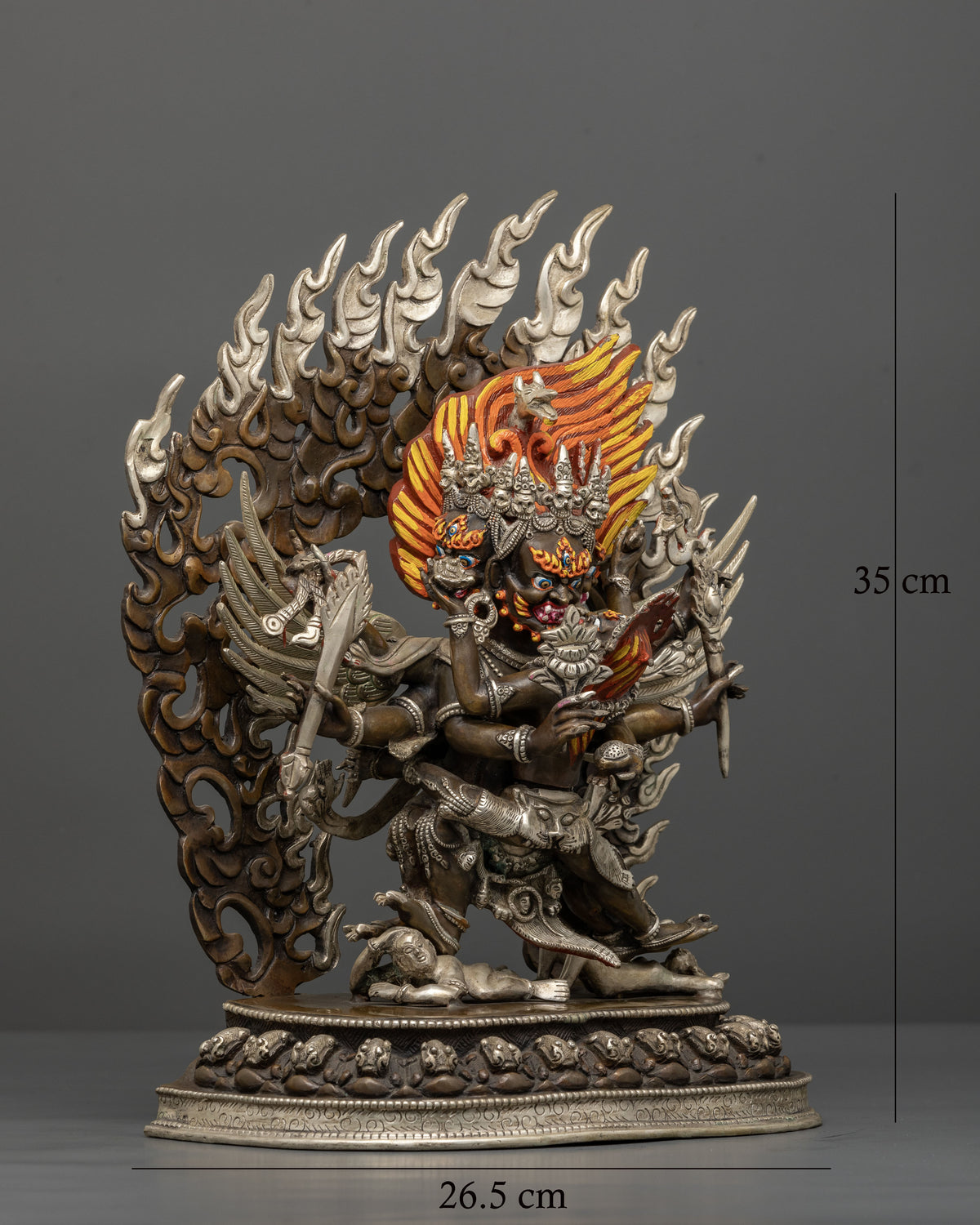 Hayagriva and Consort in sacred union with a blazing halo and intricate Vajrayana Buddhist details