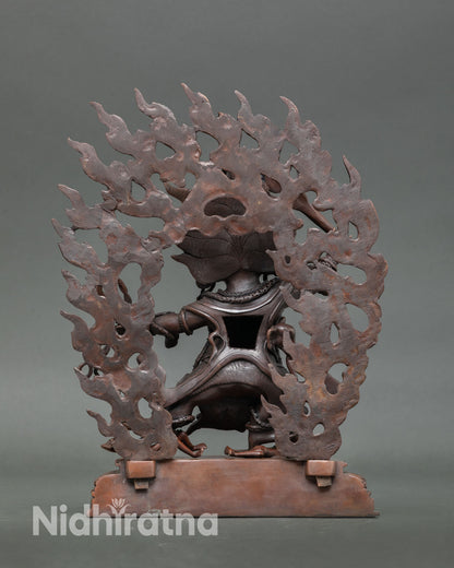 Hayagriva sacred Vajrayana protector statue oxidized copper sculpture for Buddhist altar and home decor
