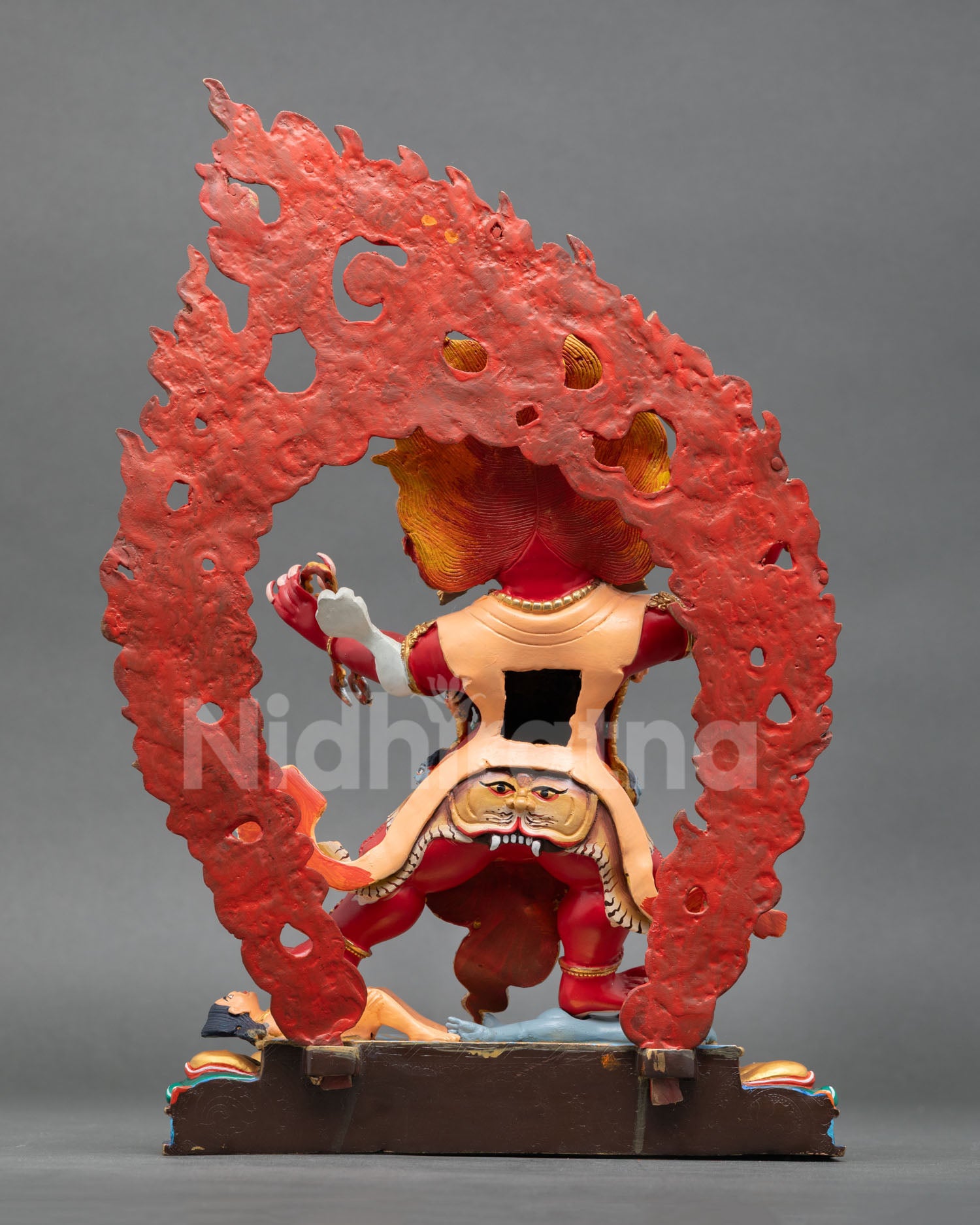 hayagriva statue back view copper lost wax craftsmanship sacred buddhist sculpture nepal