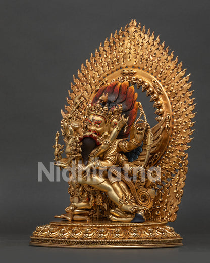 Hayagriva statue left side view with lost wax casting and sacred Buddhist artistry