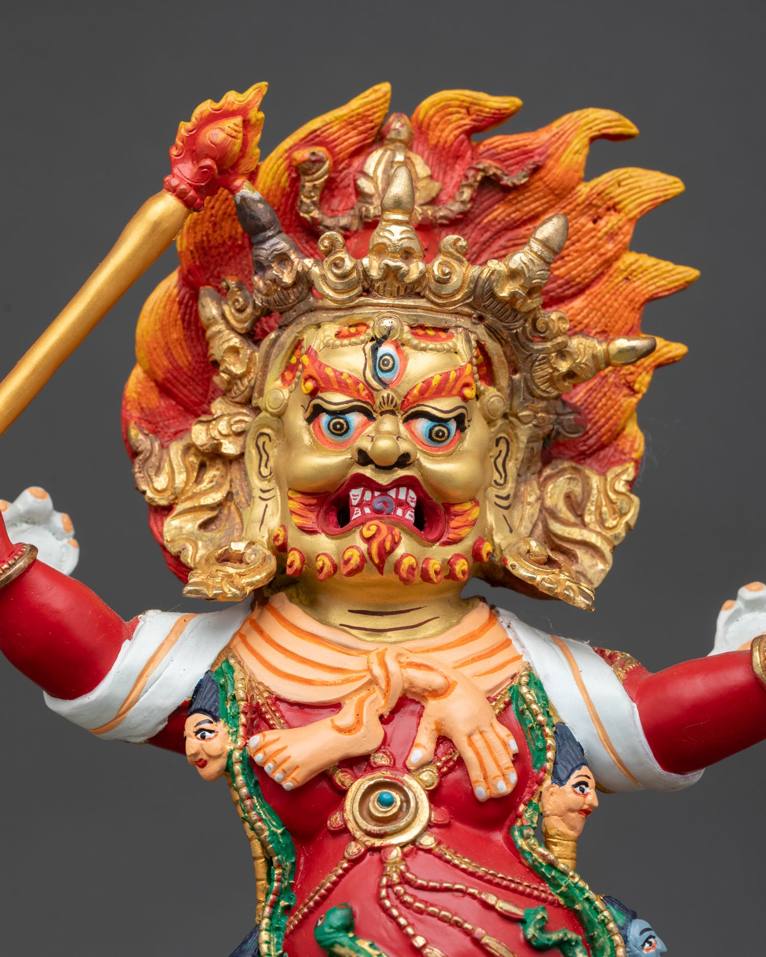 hayagriva statue nepal close up view copper details buddhist wrathful deity