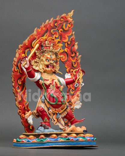 hayagriva statue right side view standing copper lotus seat wrathful protector