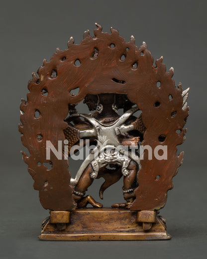 Hayagriva statue with oxidized silver plated copper finish.