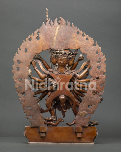 Heruka Chakrasamvara Statue Back View Handmade Nepalese Buddhist Sculpture